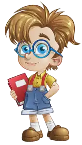 Cartoon boy wearing glasses looking scholarly