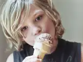 Boy eating an ice cream cone