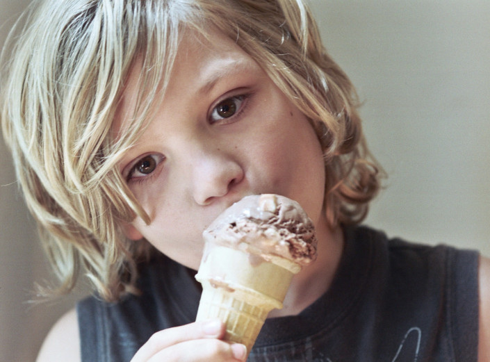 Boy eating an ice cream cone