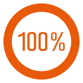 100% within an orange circle