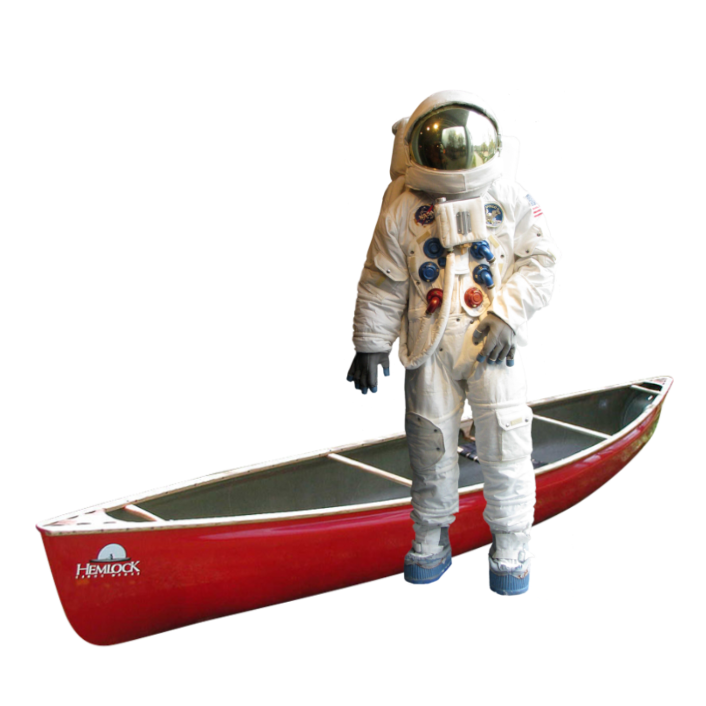 Astronaut and his canoe
