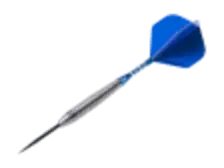Dart with blue feathers