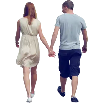 Couple walking hand-in-hand