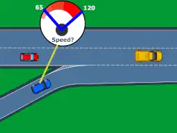 Car merging on expressway with speedometer decision