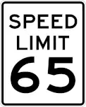 65 MPH speed limit sign